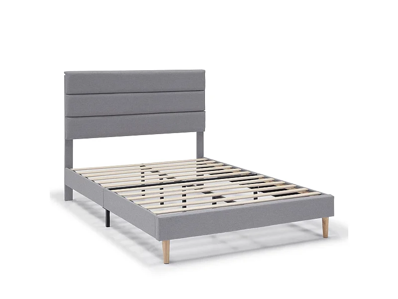 Cadre de lit plateforme Aroma capitonné 30 cm, 90x190 cm, Gris clair