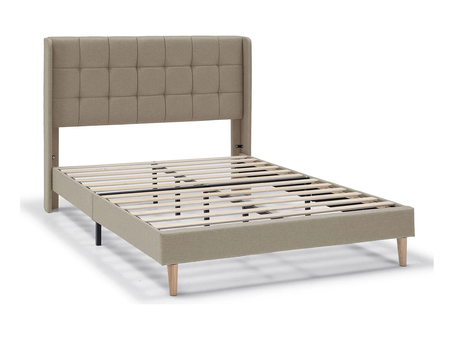 Cadre de lit plateforme Esther capitonné 30 cm, 140x190 cm, Beige
