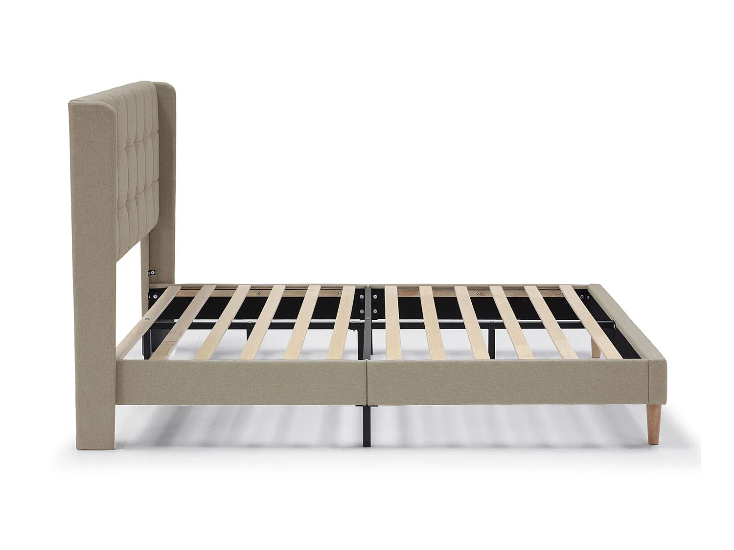 Cadre de lit plateforme Esther capitonné 30 cm, 140x190 cm, Beige