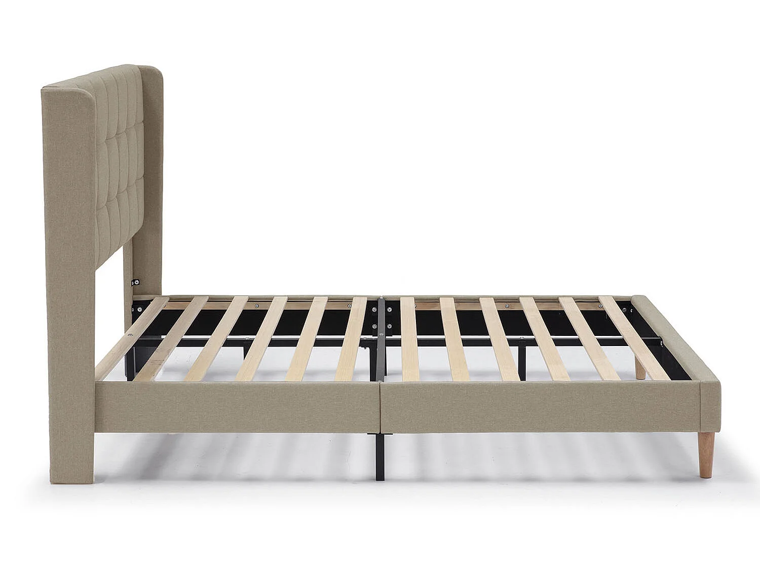 Cadre de lit plateforme Esther capitonné 30 cm, 140x190 cm, Beige