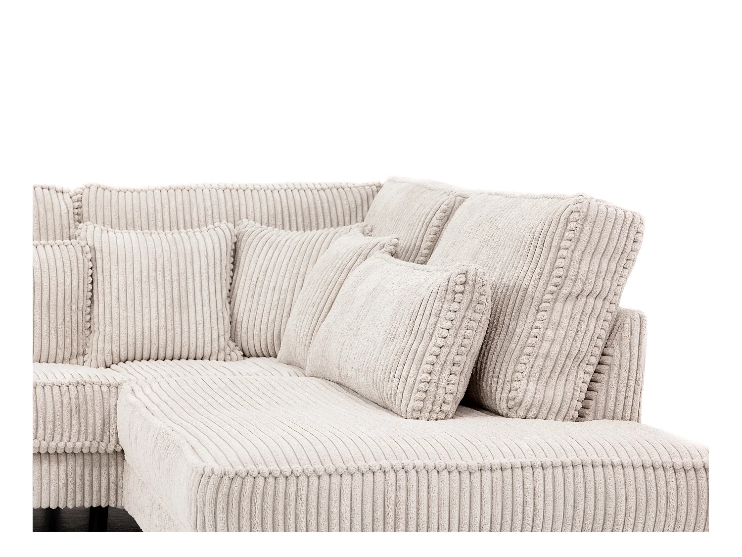 Stor beige manchestersammet höger hörnsoffa TESSIO från Maison Céphy