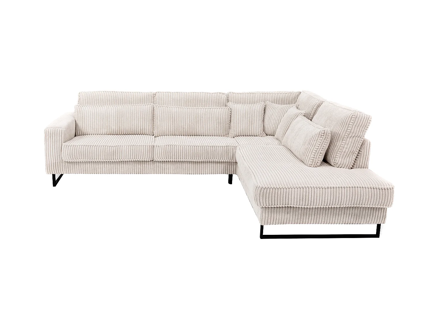 Stor beige manchestersammet höger hörnsoffa TESSIO från Maison Céphy