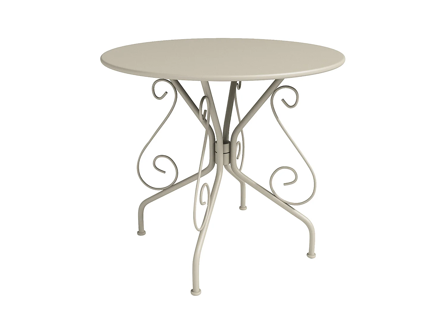 Garten-Essgruppe: Tisch + 4 stapelbare Stühle - Metall in Eisenoptik - Beige - GUERMANTES von MYLIA