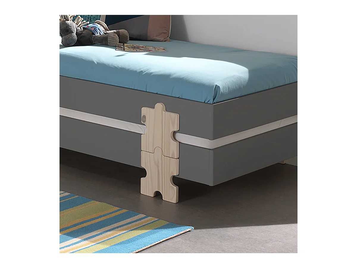 STAPEL - Lot de 2 Lits Empilables 90x200cm Gris Puzzle