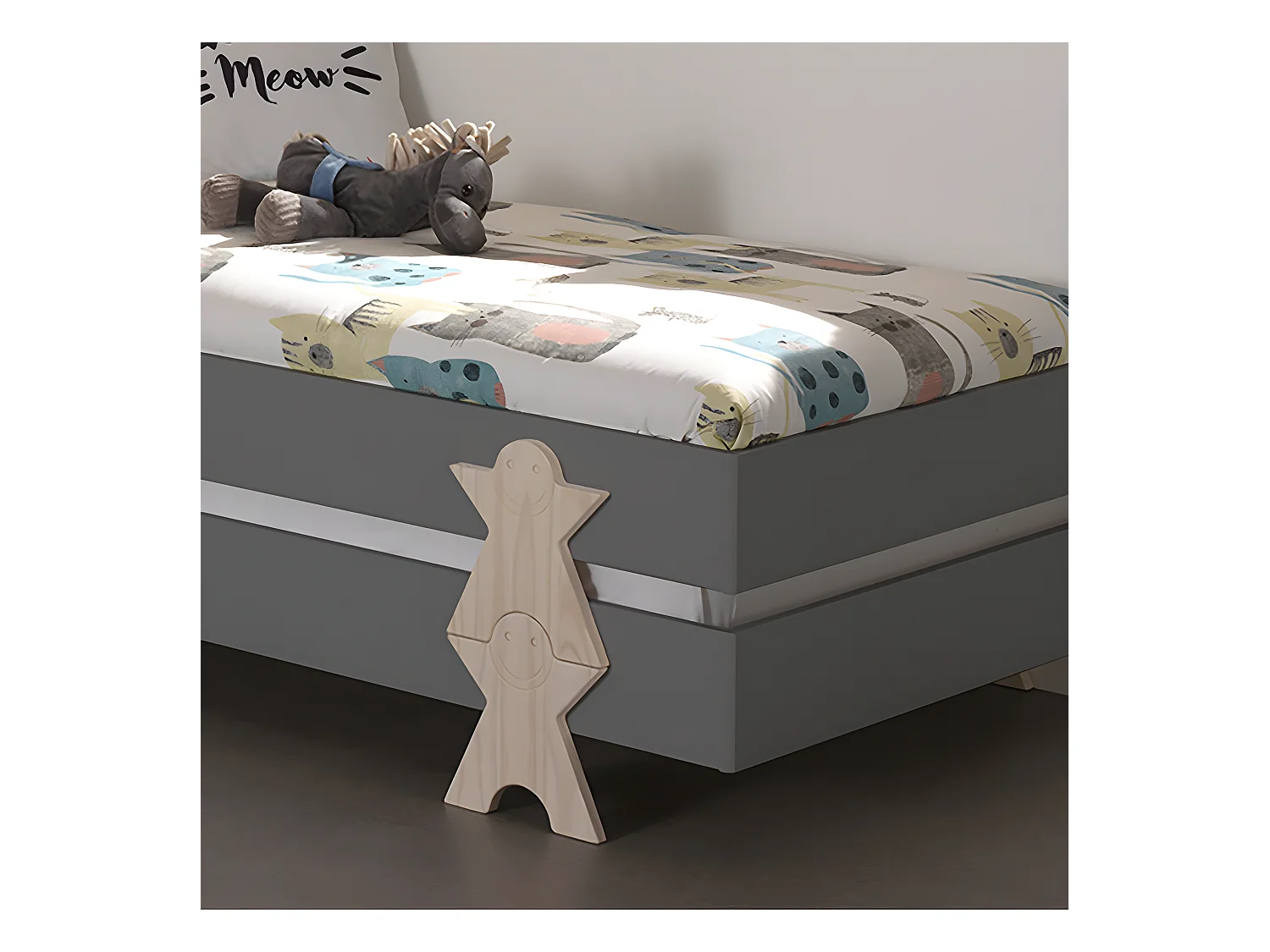 STAPEL - Lot de 3 Lits Empilables 90x200cm Gris Smiley