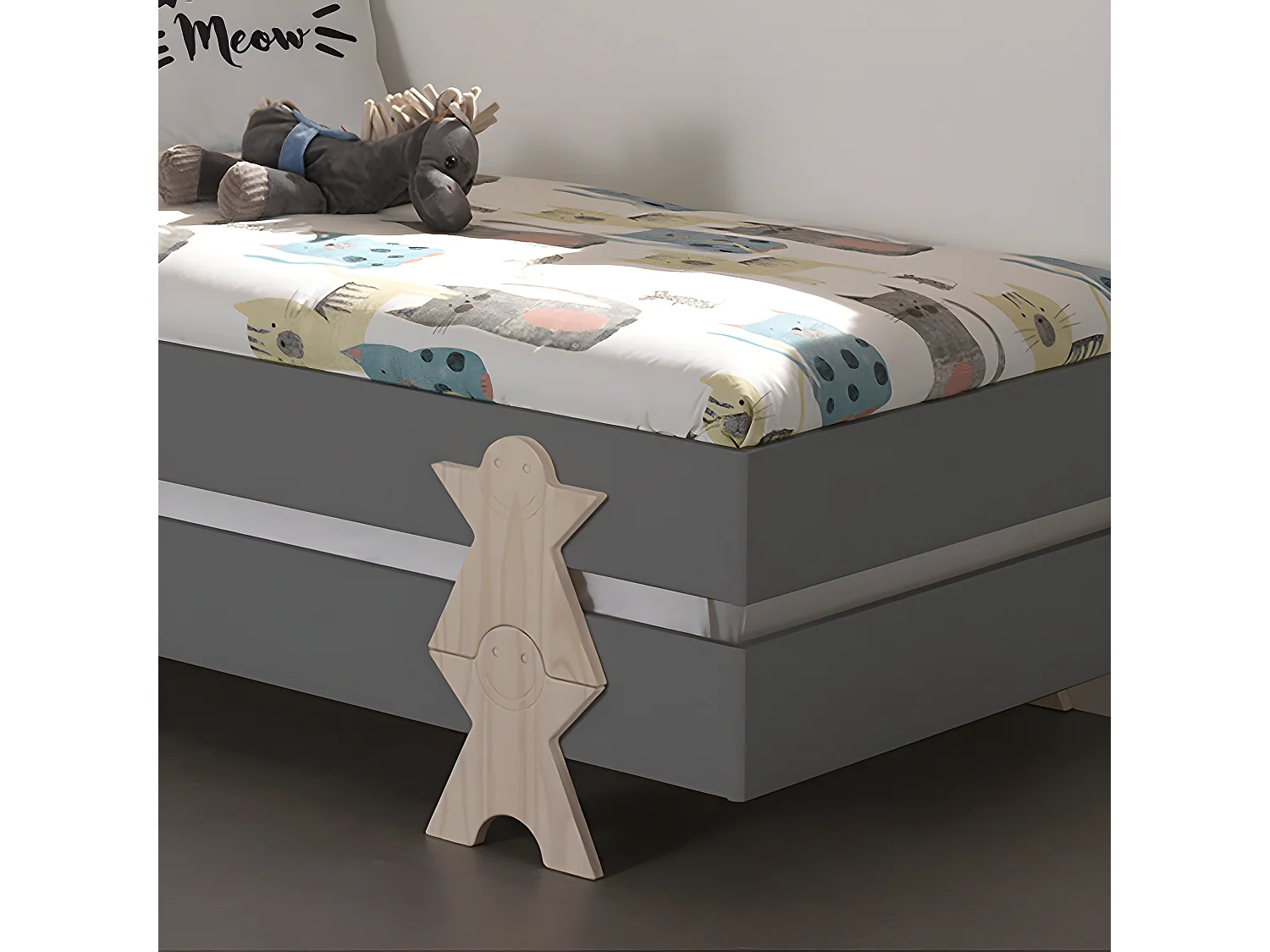 STAPEL - Lot de 3 Lits Empilables 90x200cm Gris Smiley