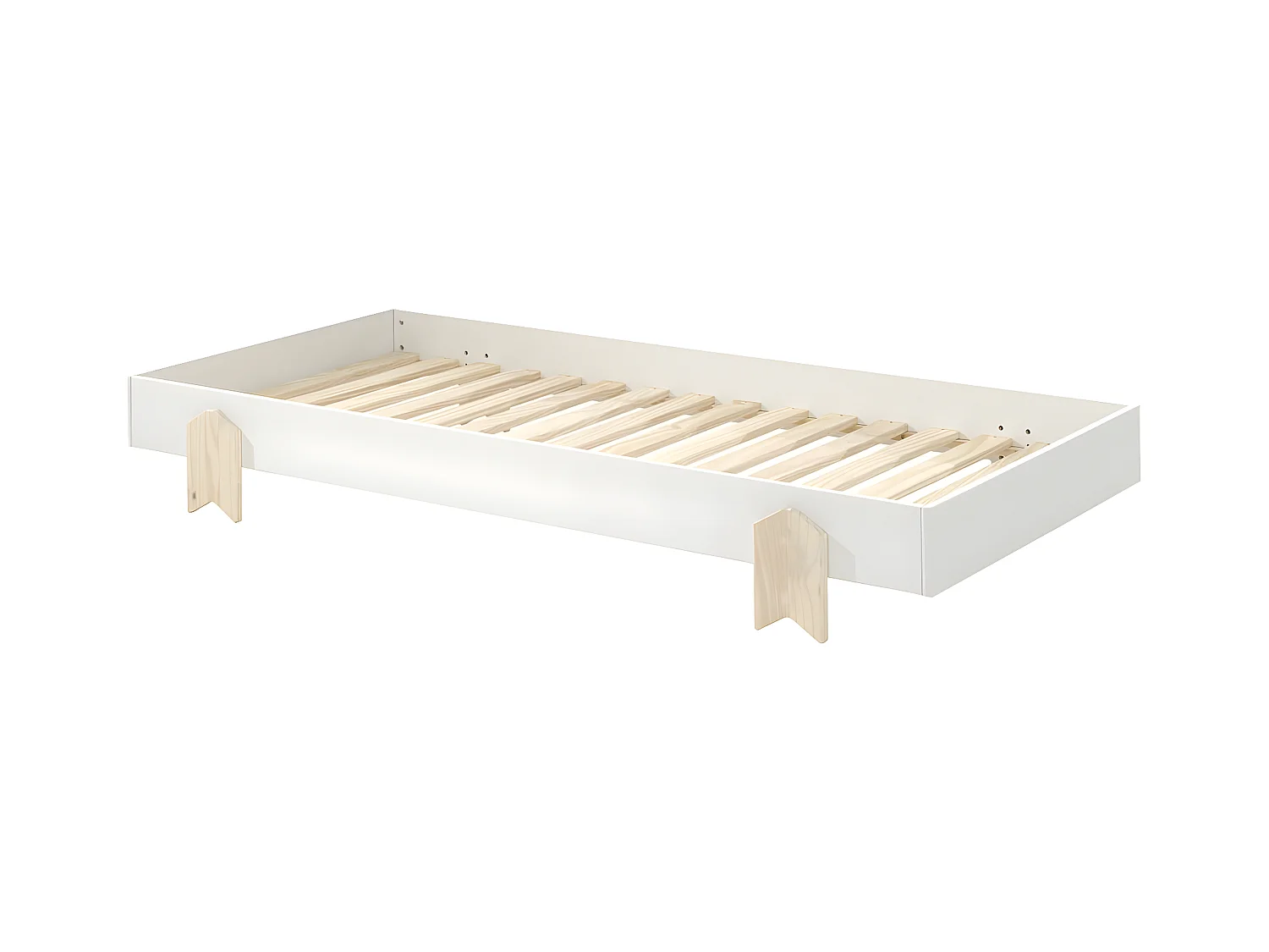 STAPEL - Lit Empilable 90x200cm Blanc Pieds Flèche