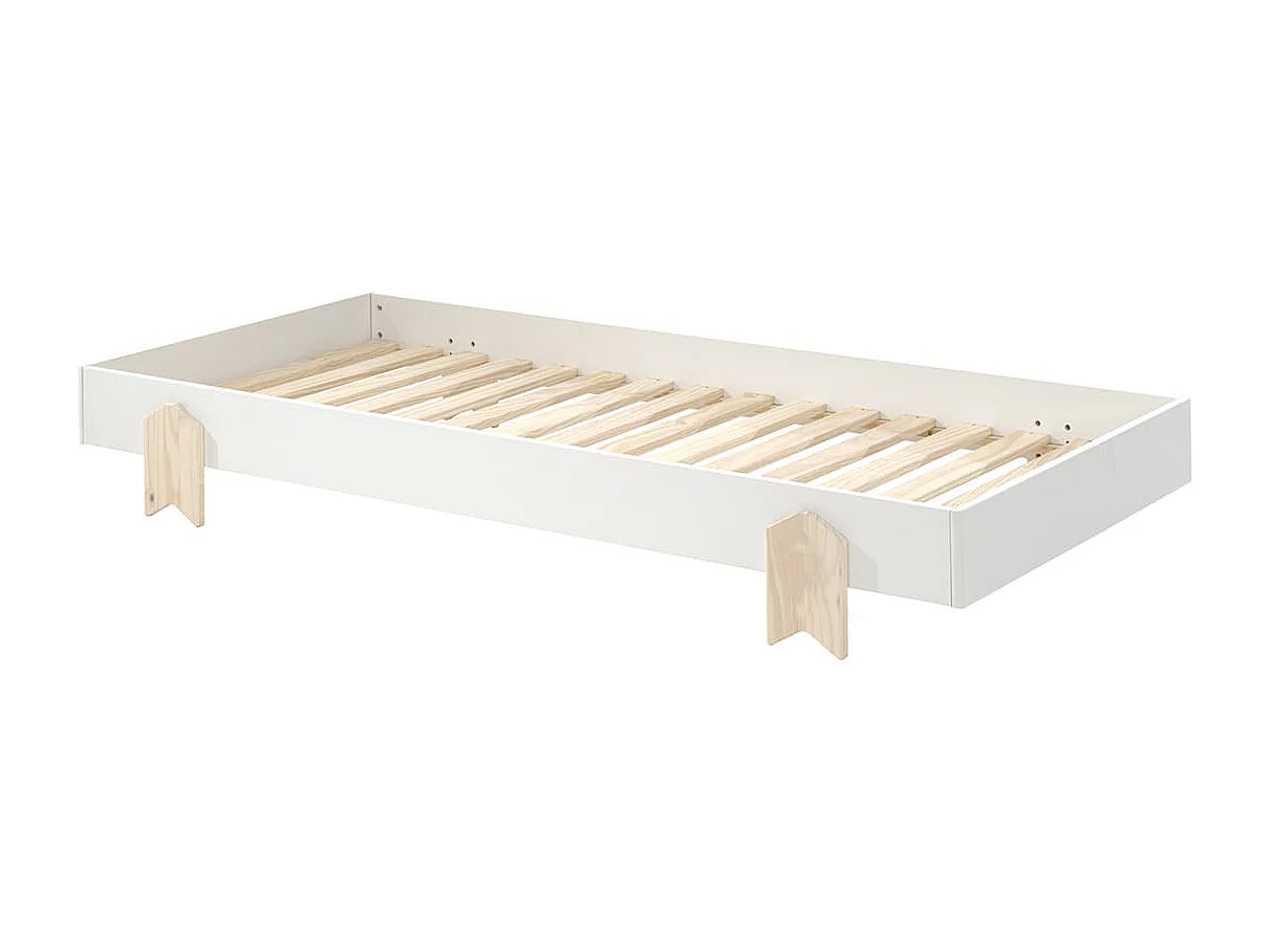 STAPEL - Lit Empilable 90x200cm Blanc Pieds Flèche