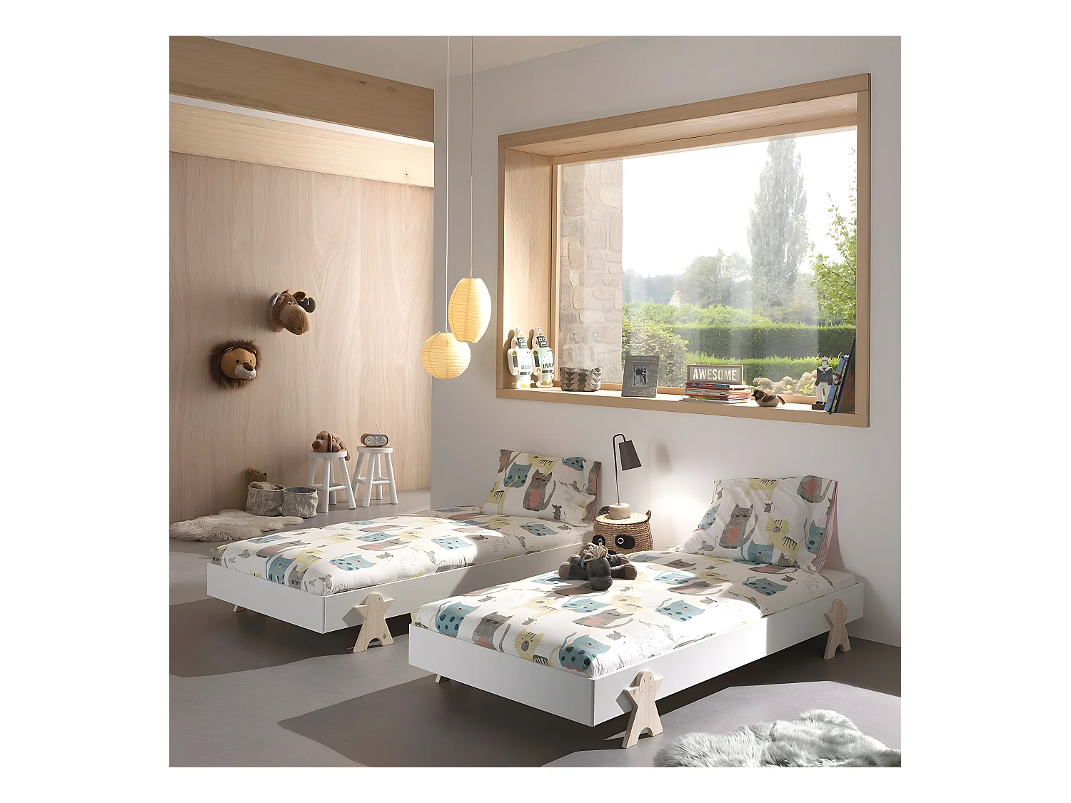 STAPEL - Lot de 4 Lits Empilables 90x200cm Blancs Smiley