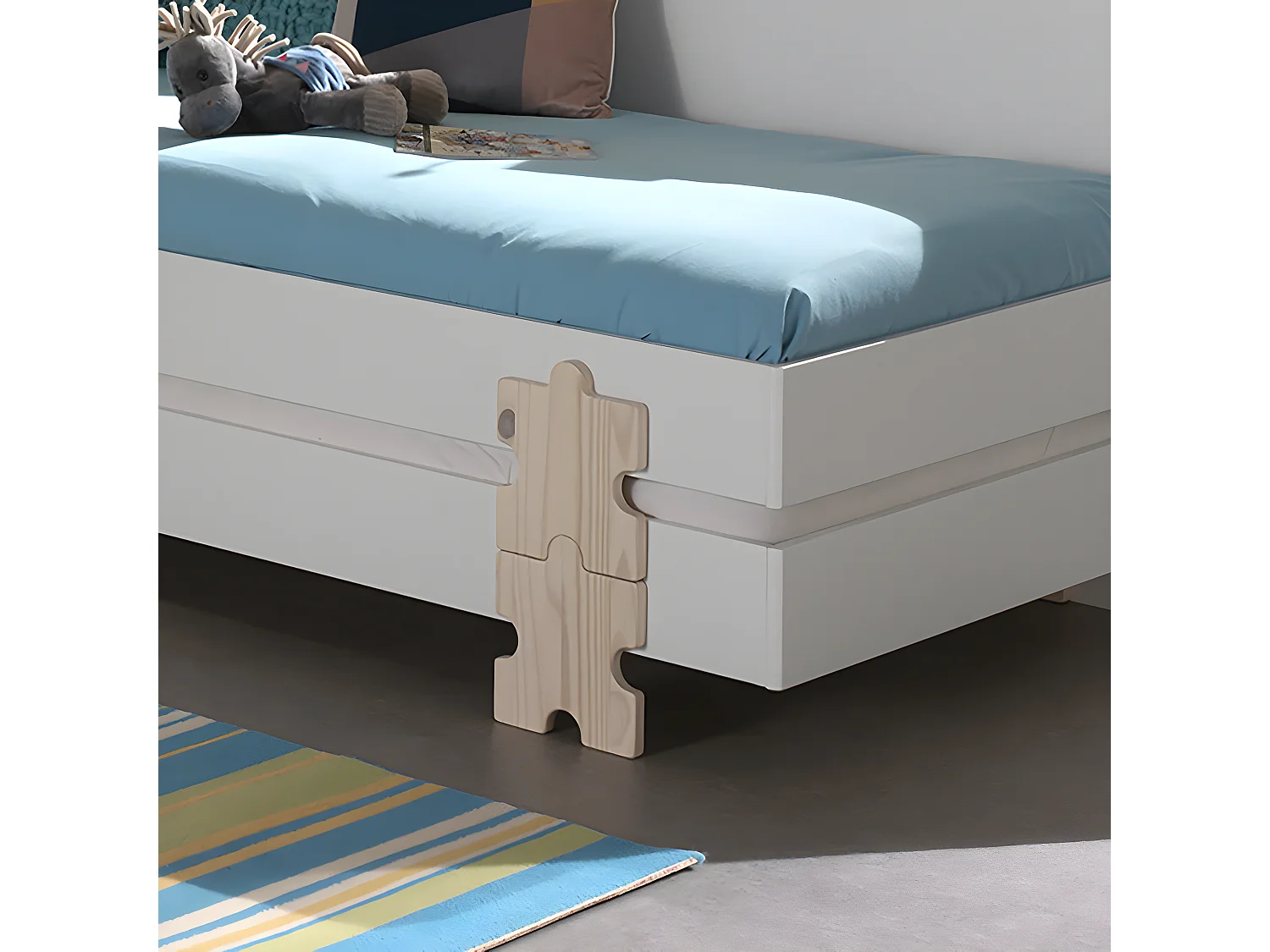 STAPEL - Lot de 4 Lits Empilables 90x200cm Blancs Puzzle