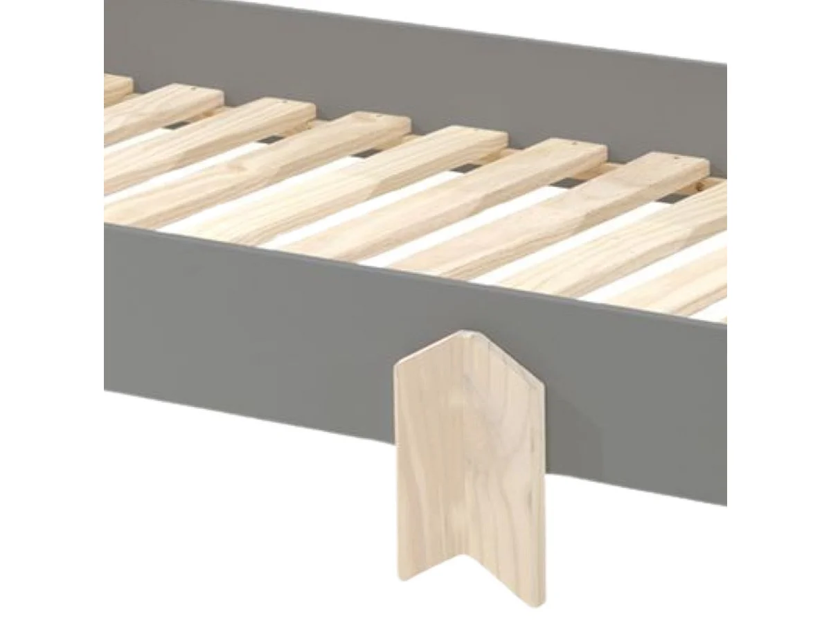 STAPEL - Lit Empilable 90x200cm Gris Pieds Flèche