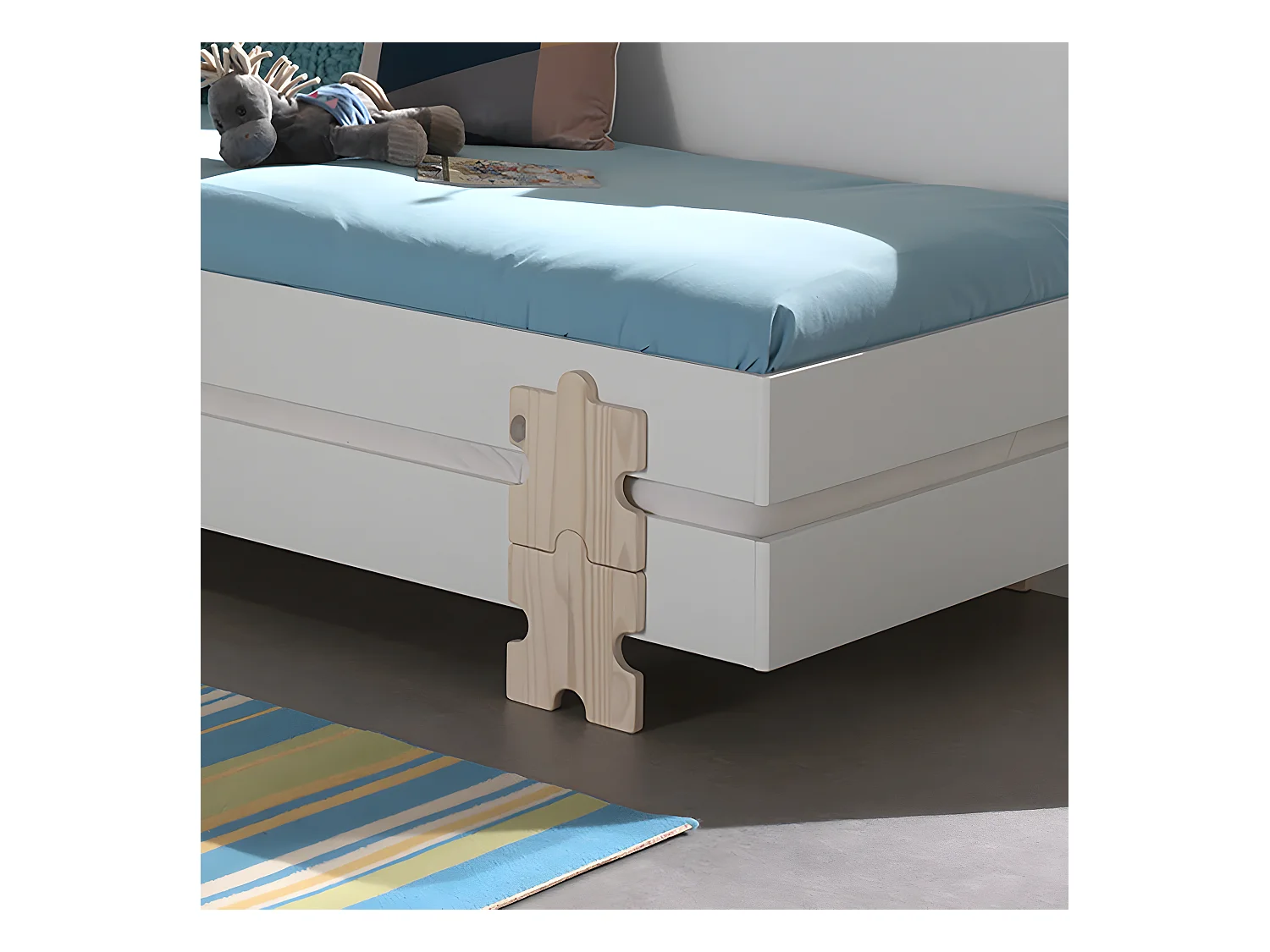 STAPEL - Lot de 3 Lits Empilables 90x200cm Blancs Puzzle