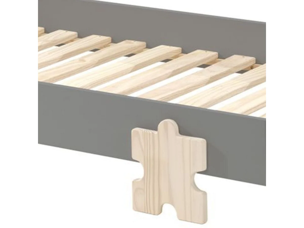 STAPEL - Lit Empilable 90x200cm Gris Pieds Puzzle