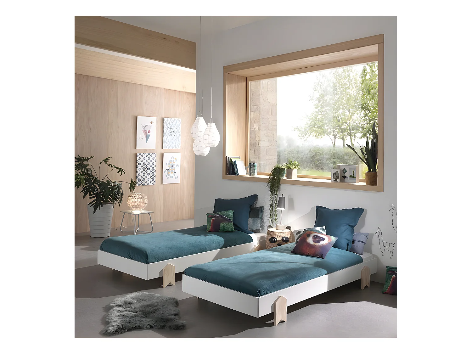 STAPEL - Lot de 4 Lits Empilables 90x200cm Blancs Flèche