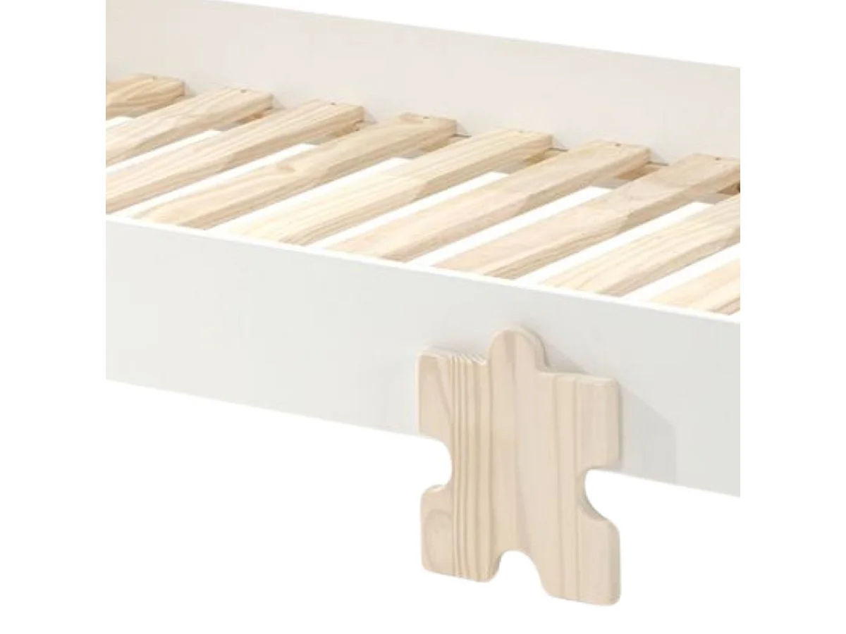 STAPEL - Lit Empilable 90x200cm Blanc Pieds Puzzle