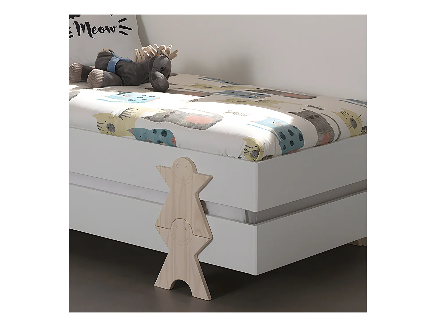 STAPEL - Lot de 3 Lits Empilables 90x200cm Blancs Smiley