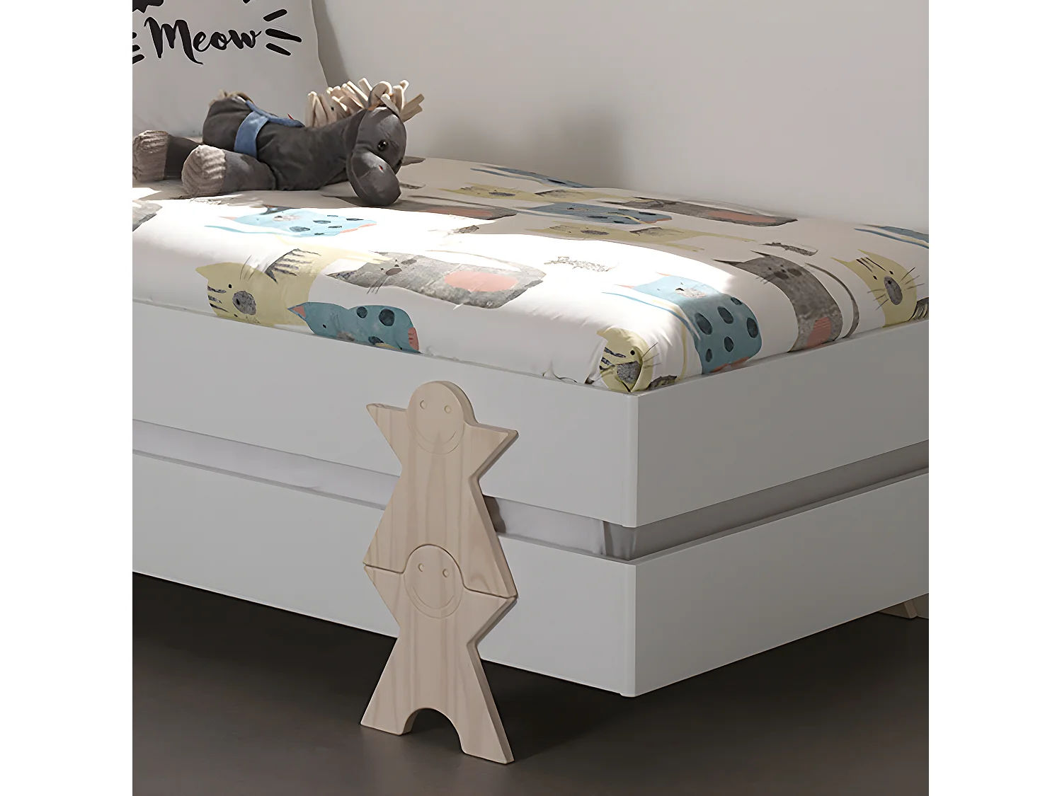 STAPEL - Lot de 3 Lits Empilables 90x200cm Blancs Smiley