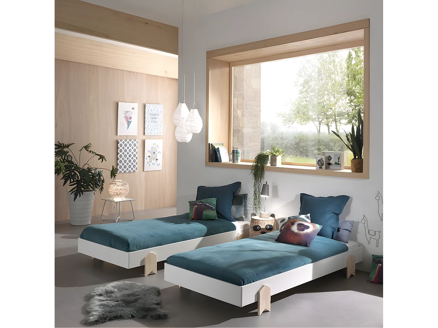 STAPEL - Lot de 2 Lits Empilables 90x200cm Blancs Flèche