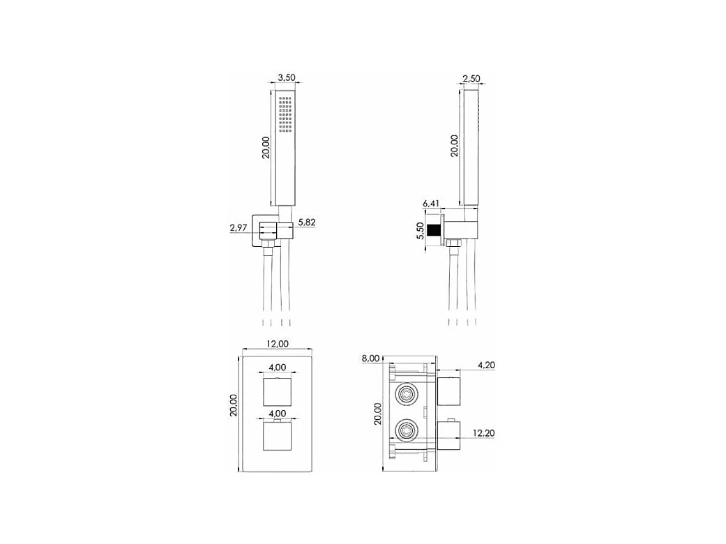 Kit de douche thermostatique à encastrer TILSO chromé