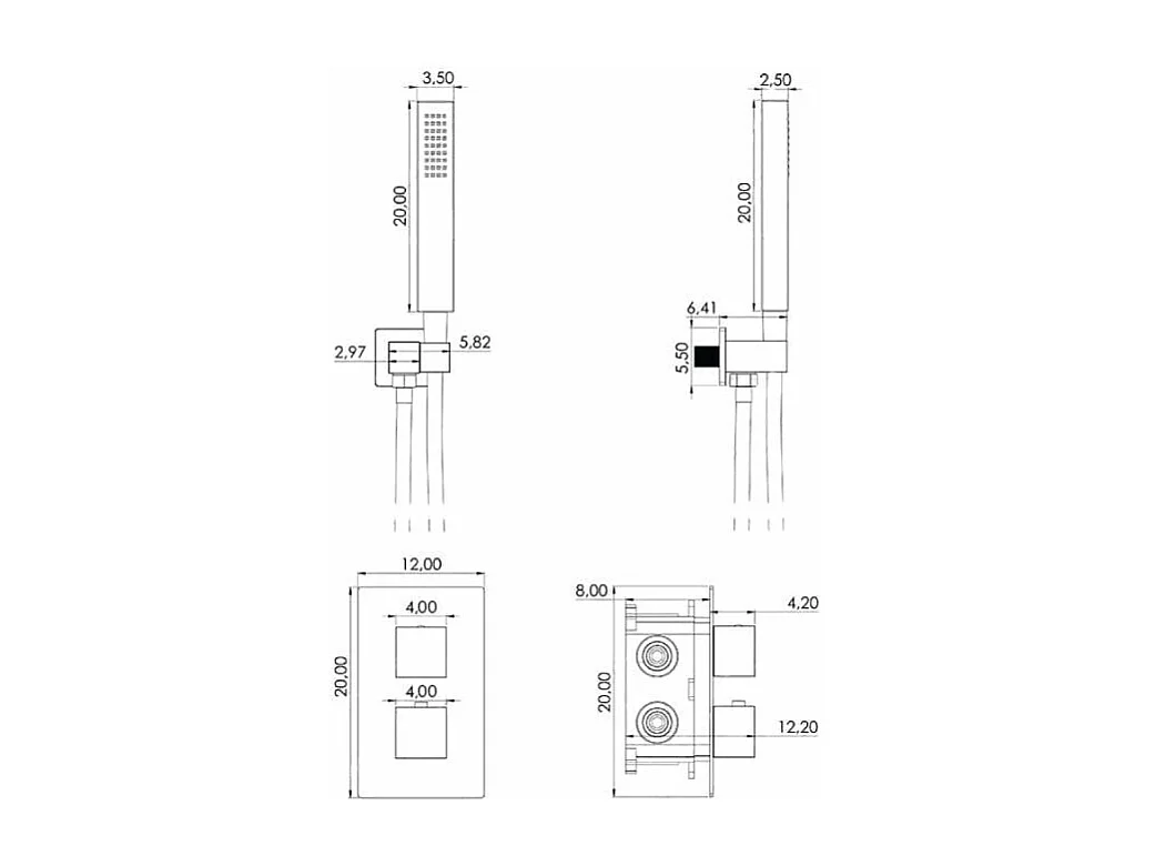 Kit de douche thermostatique à encastrer TILSO chromé