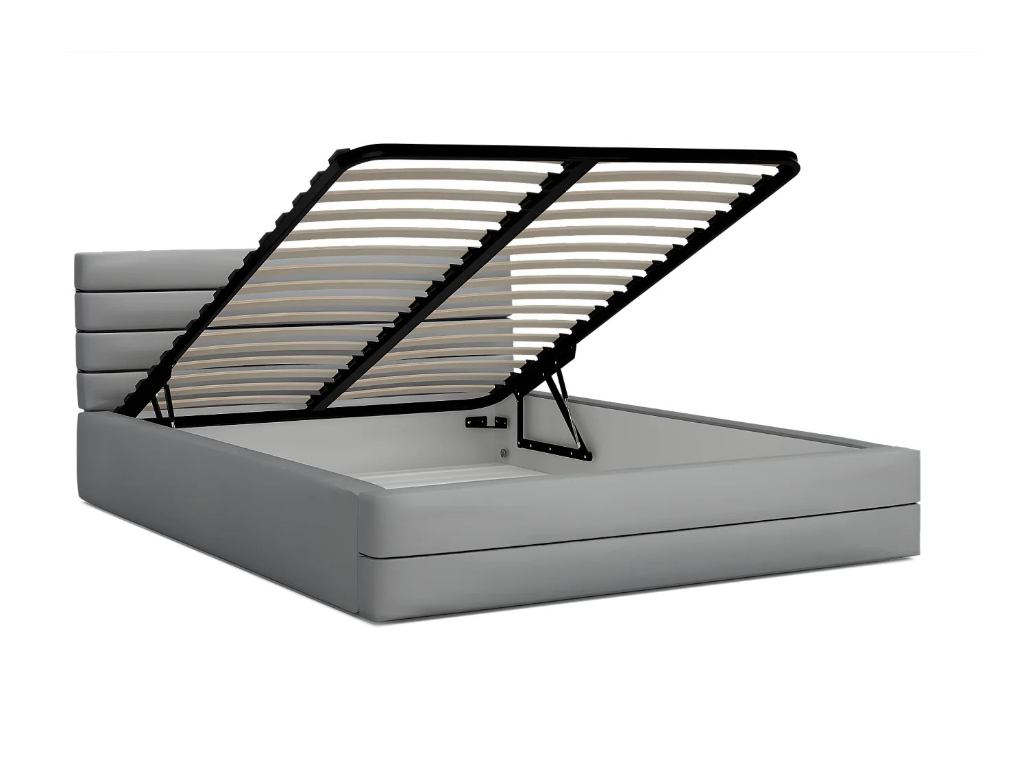 LIT COFFRE VIRGINIA 160x200 - Sommier inclus Gris clair