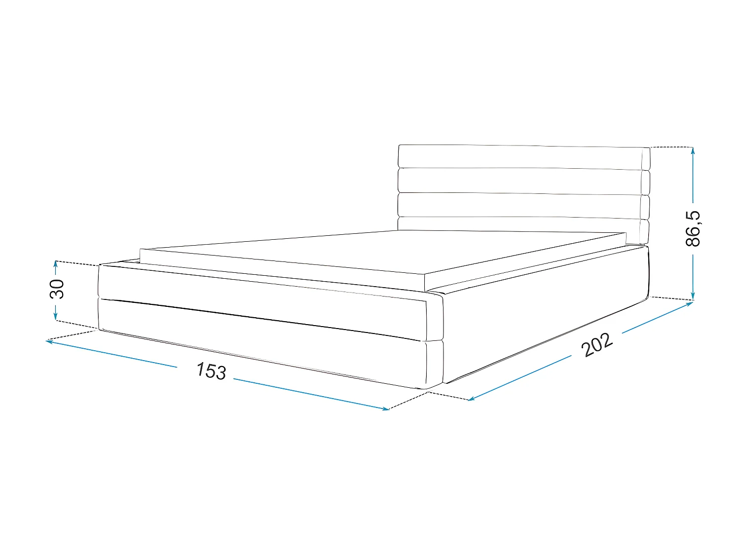 LIT COFFRE VIRGINIA 140x190 - Sommier inclus Gris clair