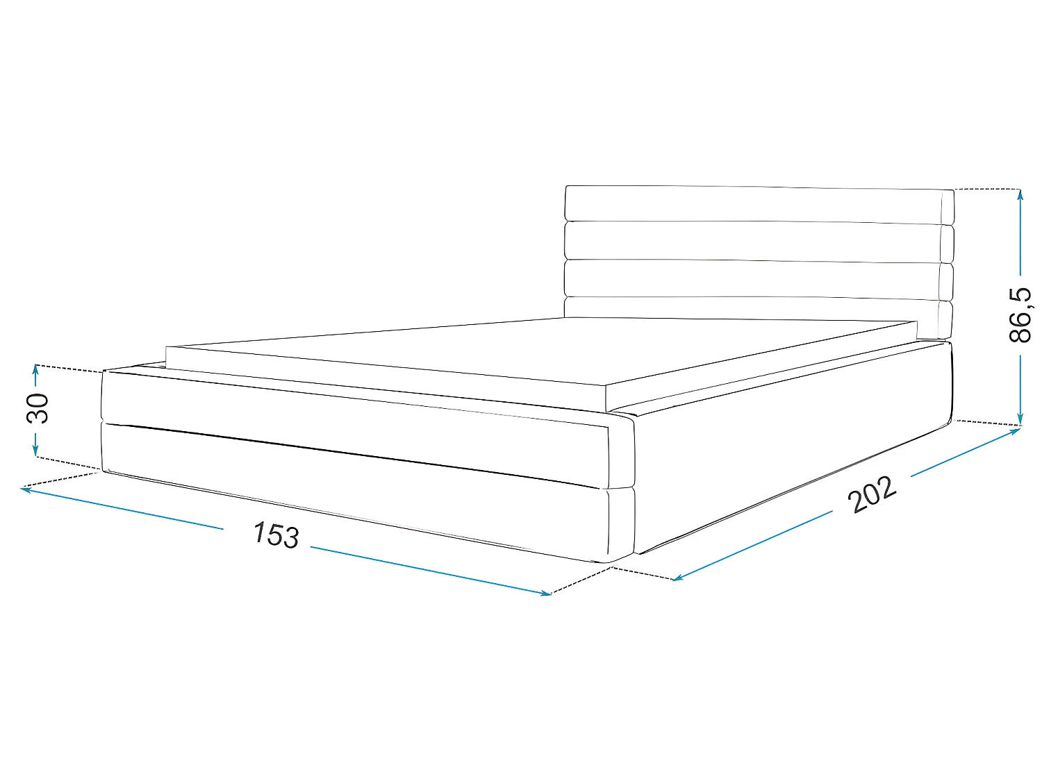 LIT COFFRE VIRGINIA 140x190 - Sommier inclus Gris clair