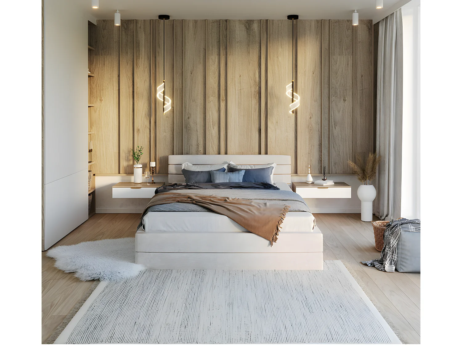 LIT COFFRE VIRGINIA 160x200 - Sommier inclus Crème