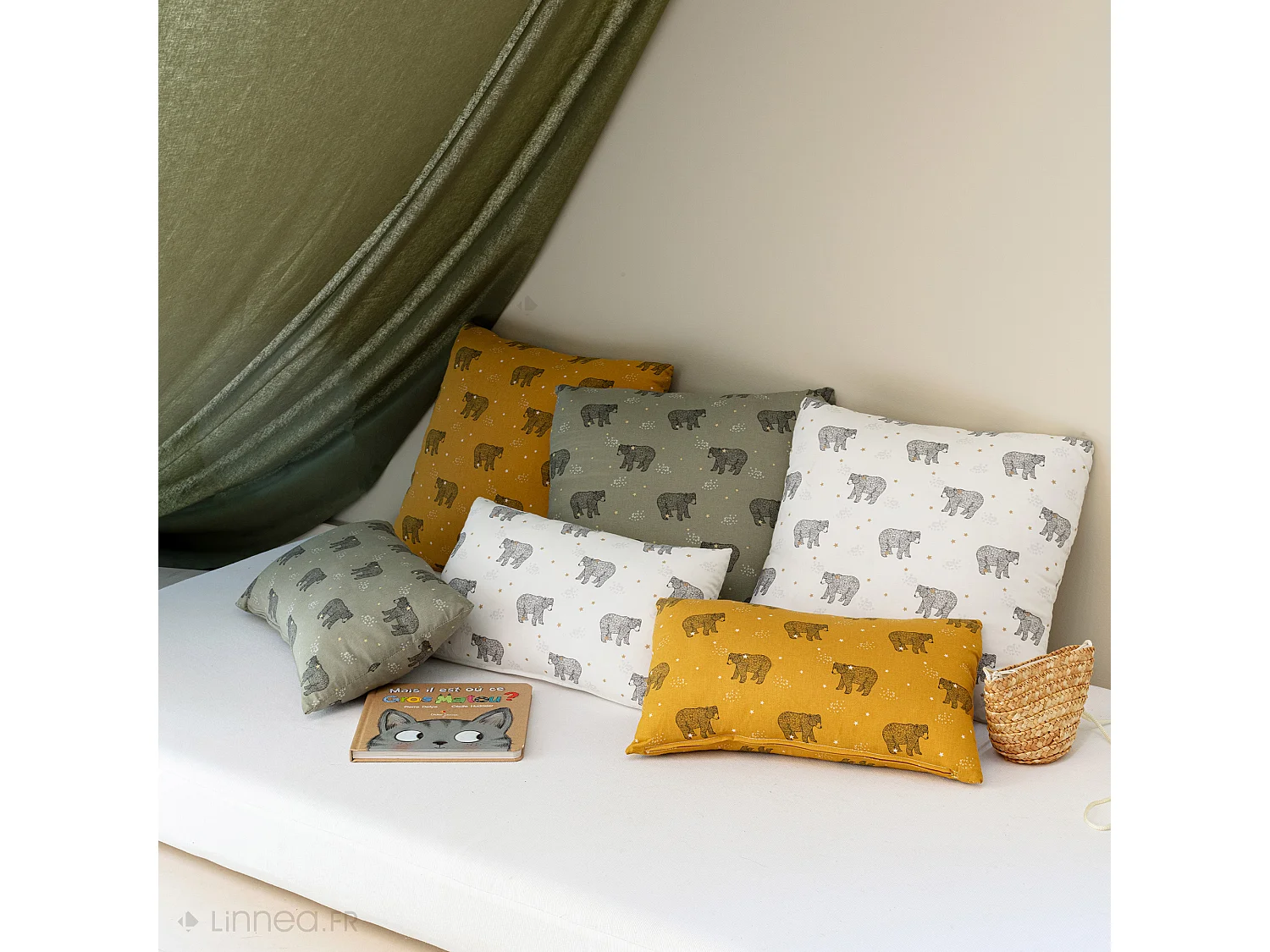 Housse de coussin 60x60 cm BALOO vert Kaki