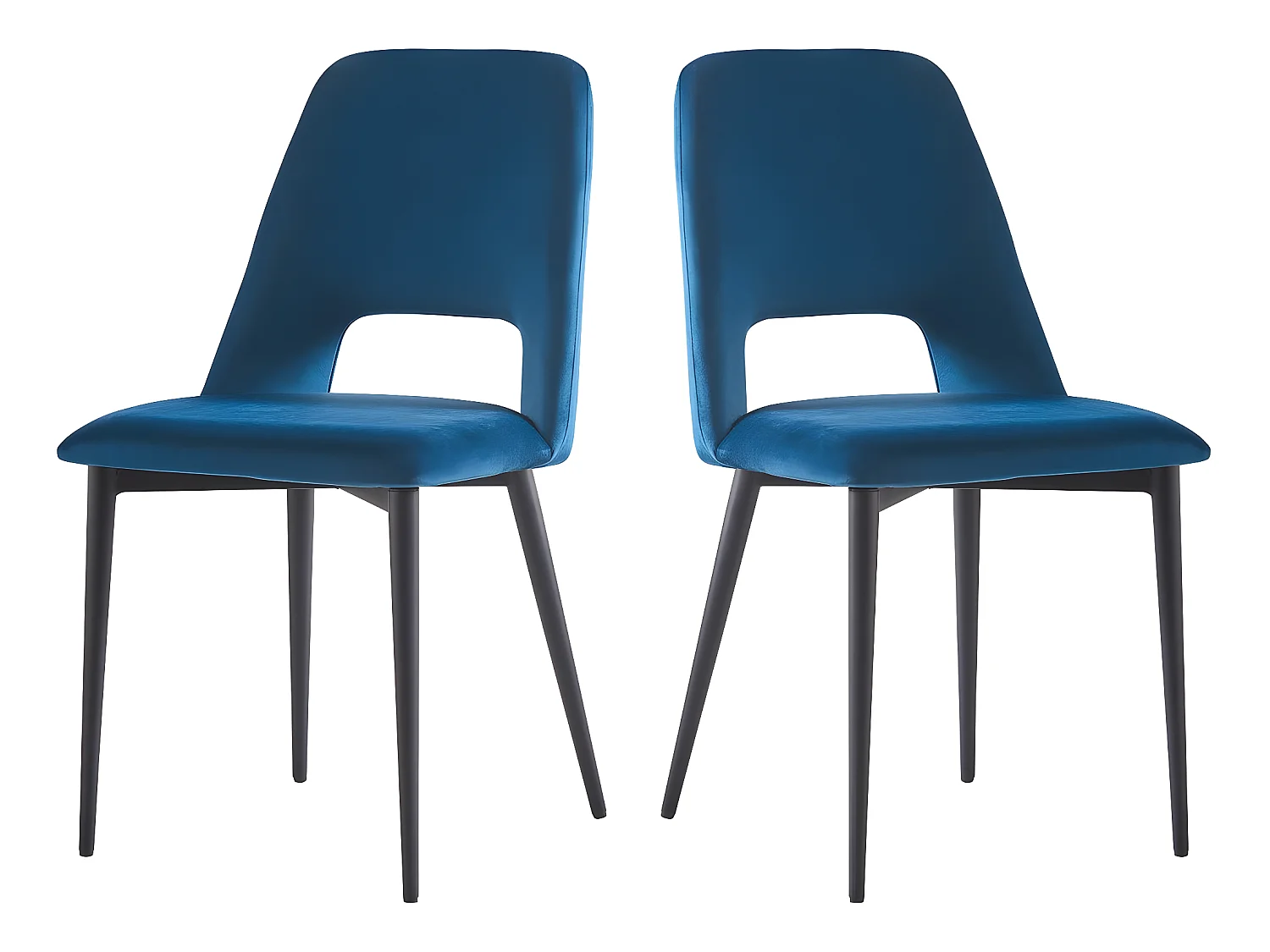 Lot de 2 Chaises en velours "Fedora" - Bleu foncé