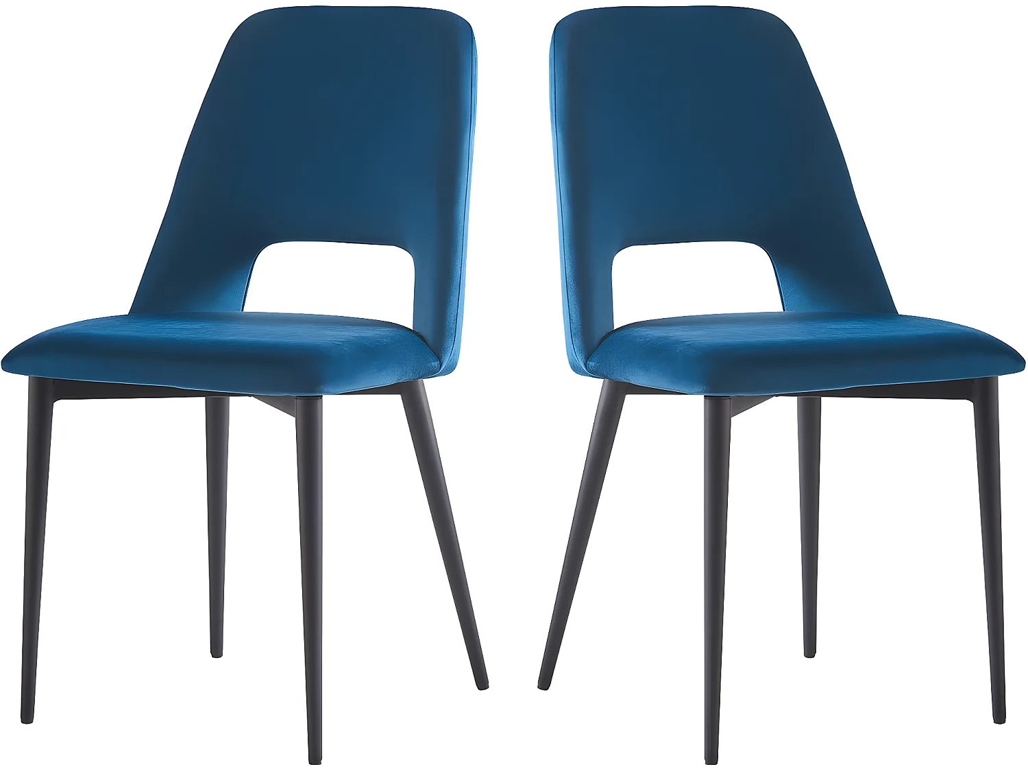 Lot de 2 Chaises en velours "Fedora" - Bleu foncé