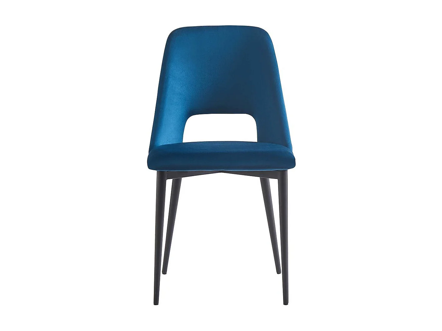 Eetkamerstoelen set 2 stuks stoelen velours fluweel "Fedora" - Blauw Donkerblauw