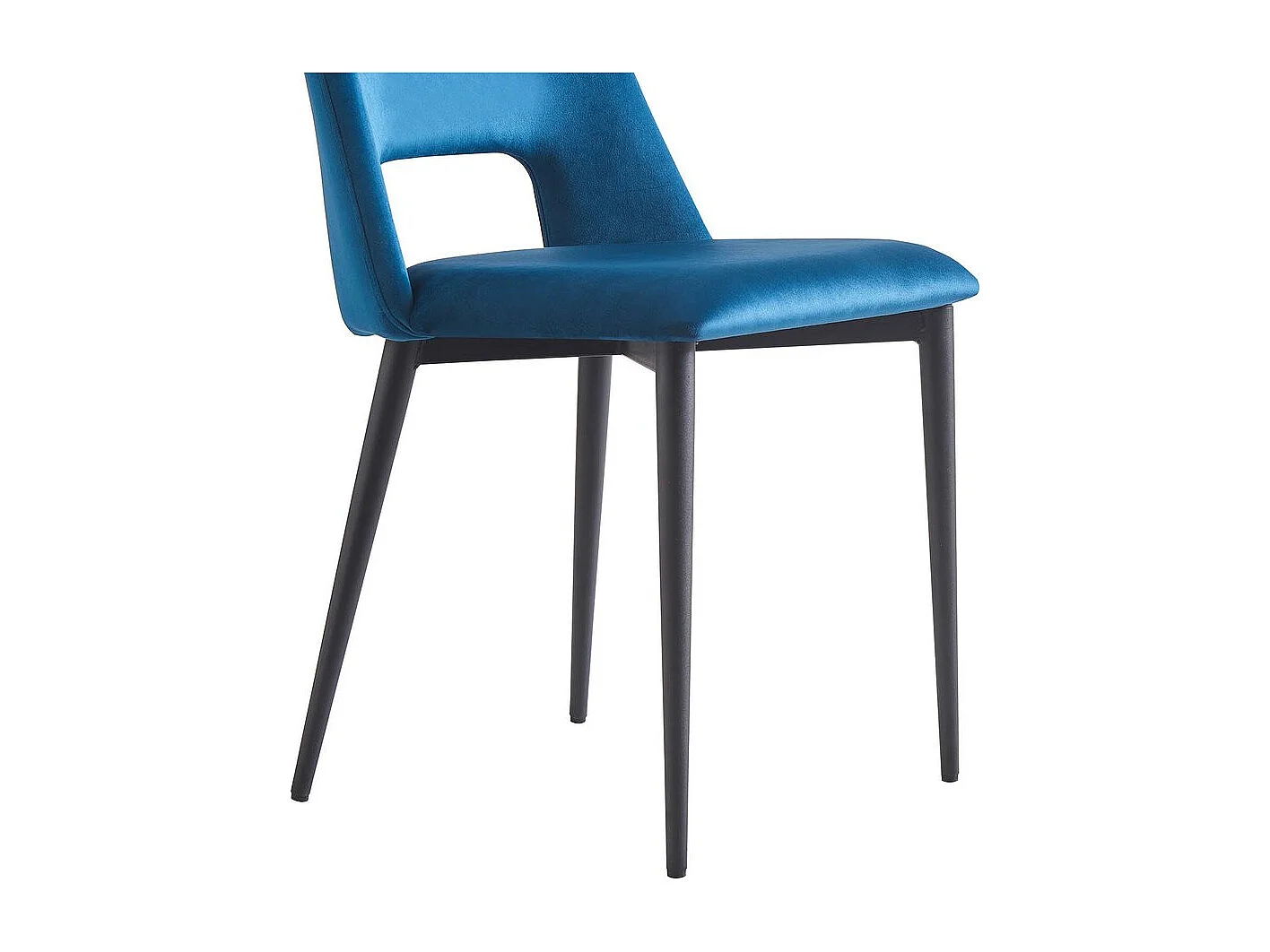 Eetkamerstoelen set 2 stuks stoelen velours fluweel "Fedora" - Blauw Donkerblauw