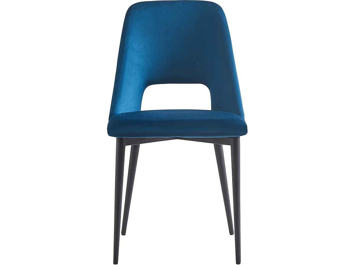 Lot de 2 Chaises en velours "Fedora" - Bleu foncé