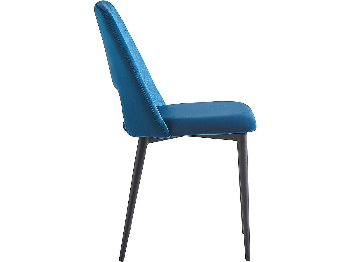 Lot de 2 Chaises en velours "Fedora" - Bleu foncé