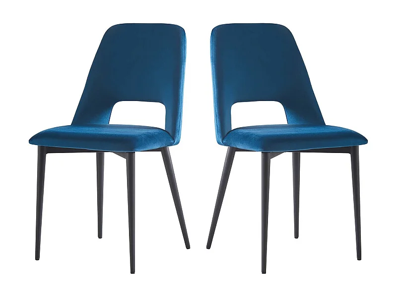 Lot de 2 Chaises en velours "Fedora" - Bleu foncé