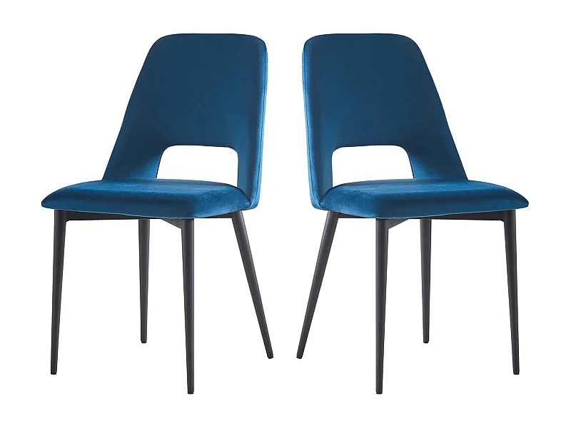 Lot de 2 Chaises en velours "Fedora" - Bleu foncé