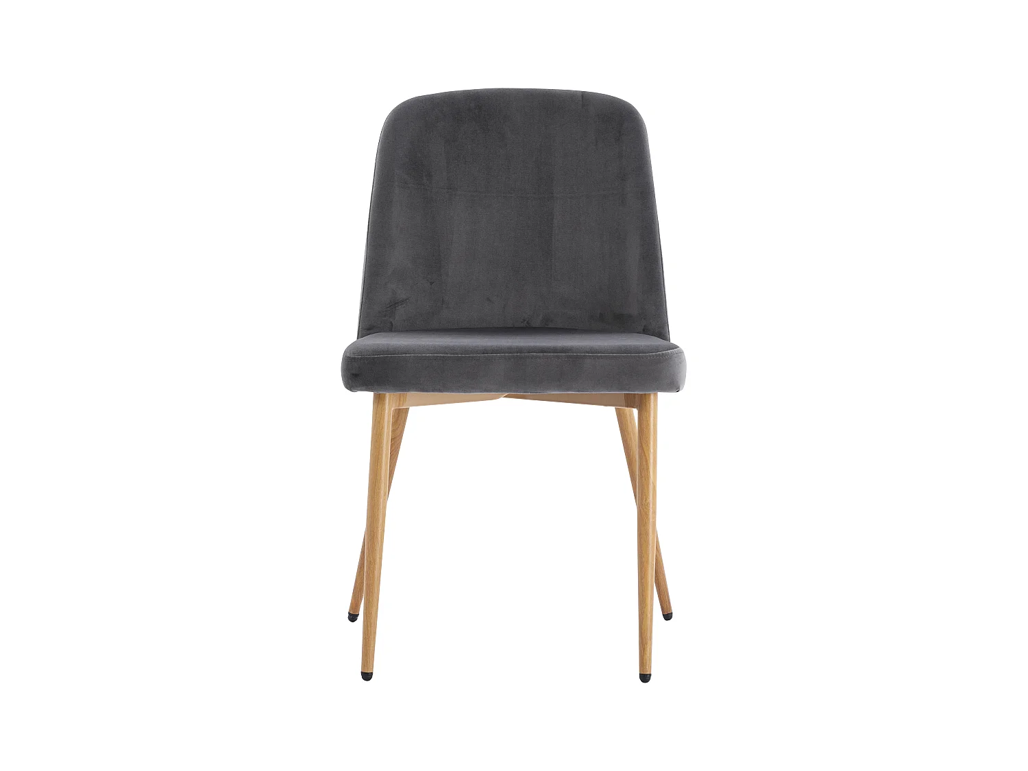 Lote de 2 sillas de terciopelo y metal con efecto madera - Gris - MINAGRI