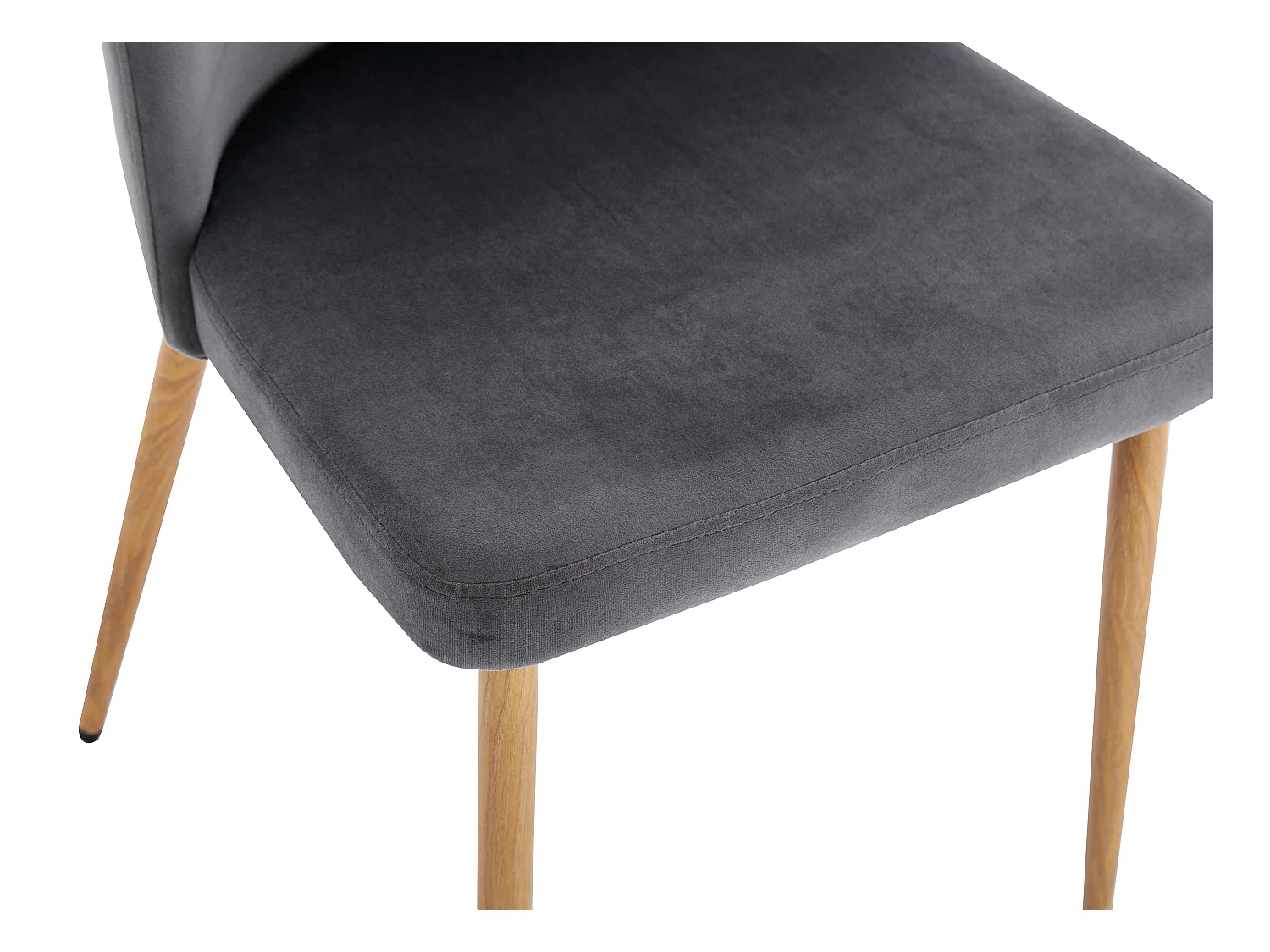 Lote de 2 sillas de terciopelo y metal con efecto madera - Gris - MINAGRI