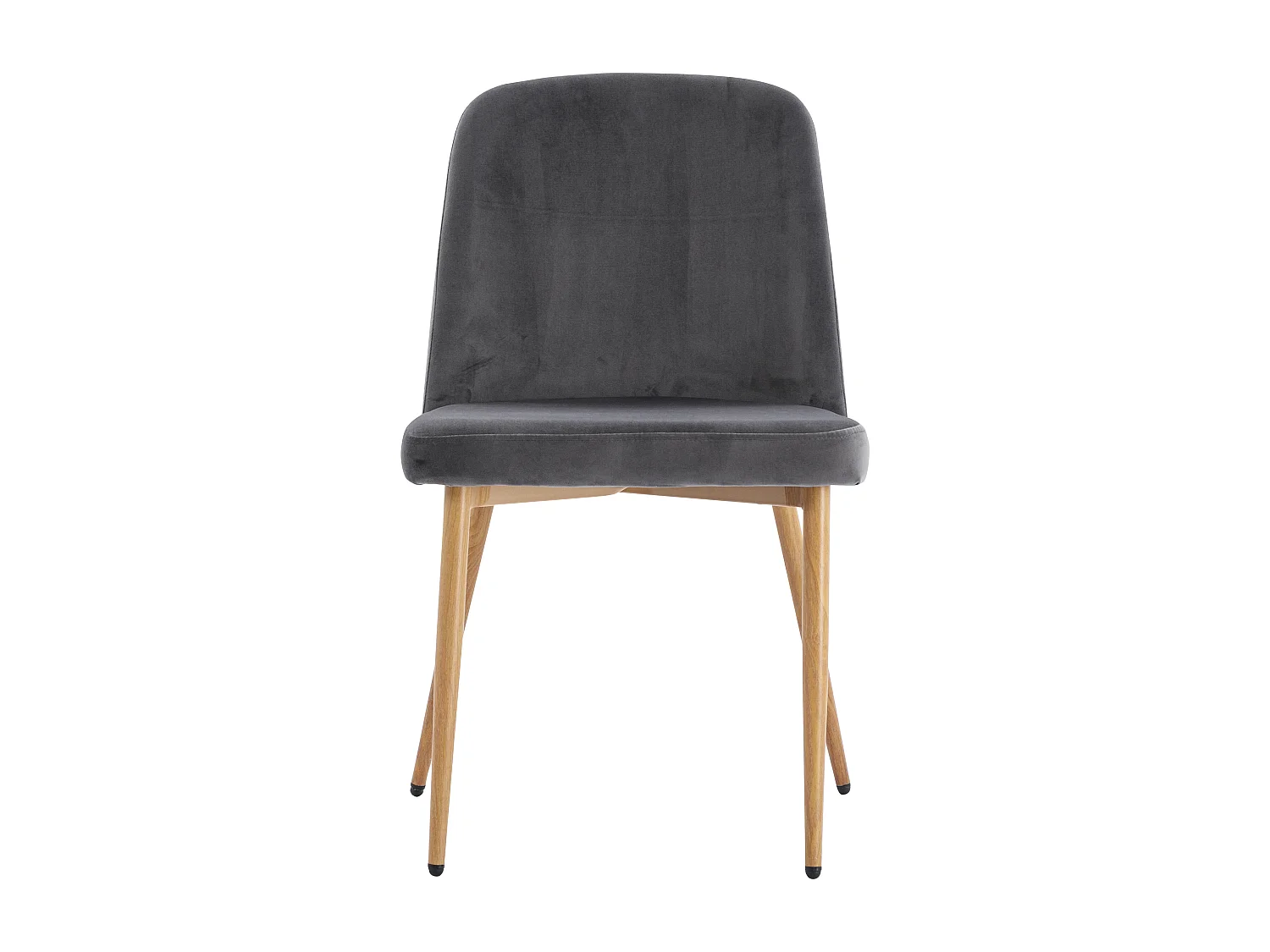 Lot de 2 chaises en velours et métal effet bois - Gris - MINAGRI
