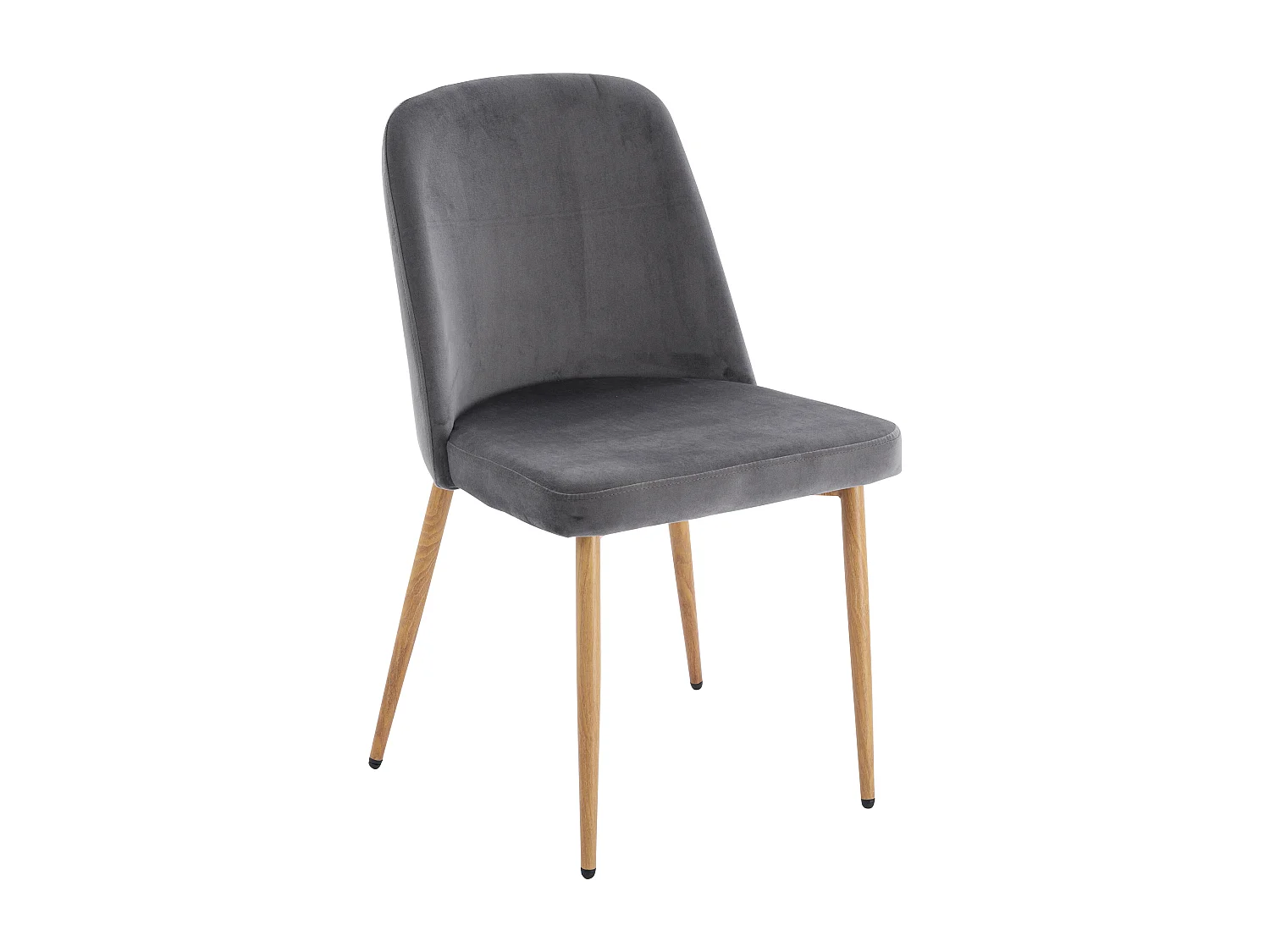 Lot de 2 chaises en velours et métal effet bois - Gris - MINAGRI