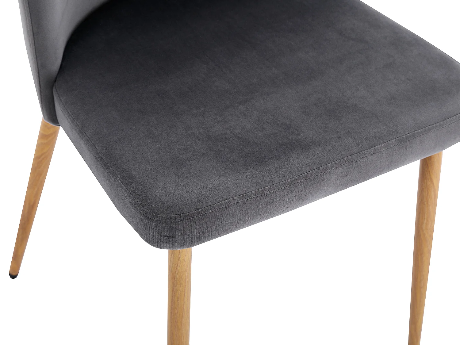Lot de 2 chaises en velours et métal effet bois - Gris - MINAGRI