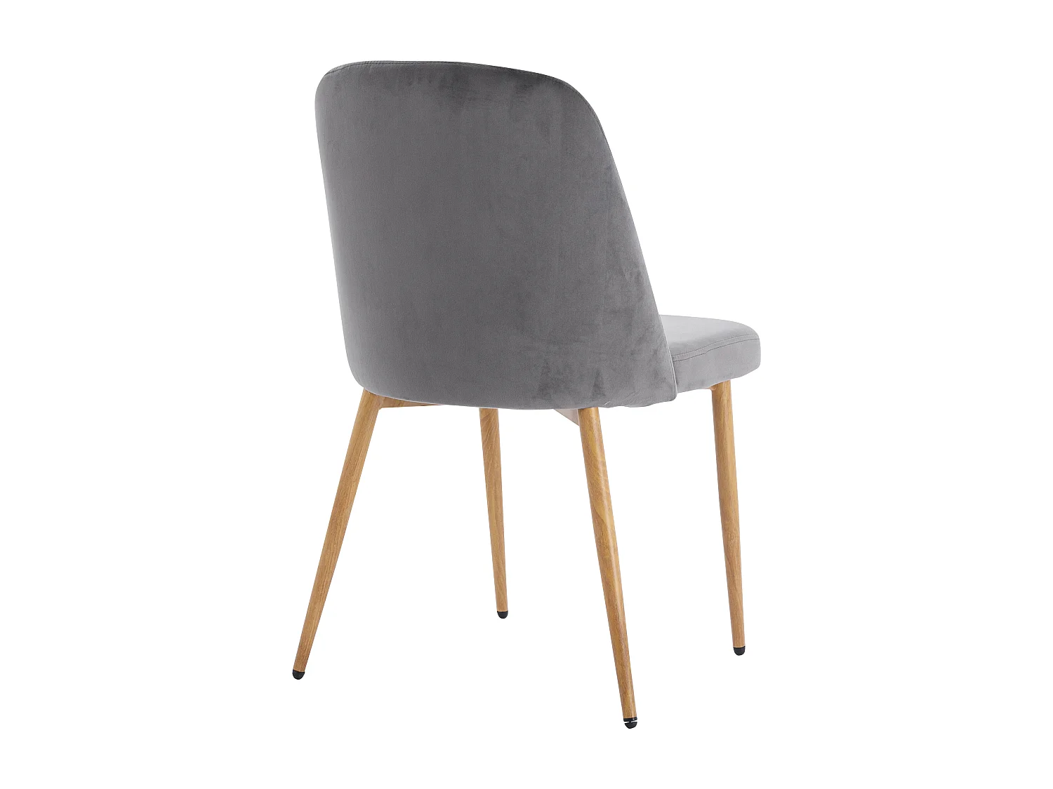 Lot de 2 chaises en velours et métal effet bois - Gris - MINAGRI