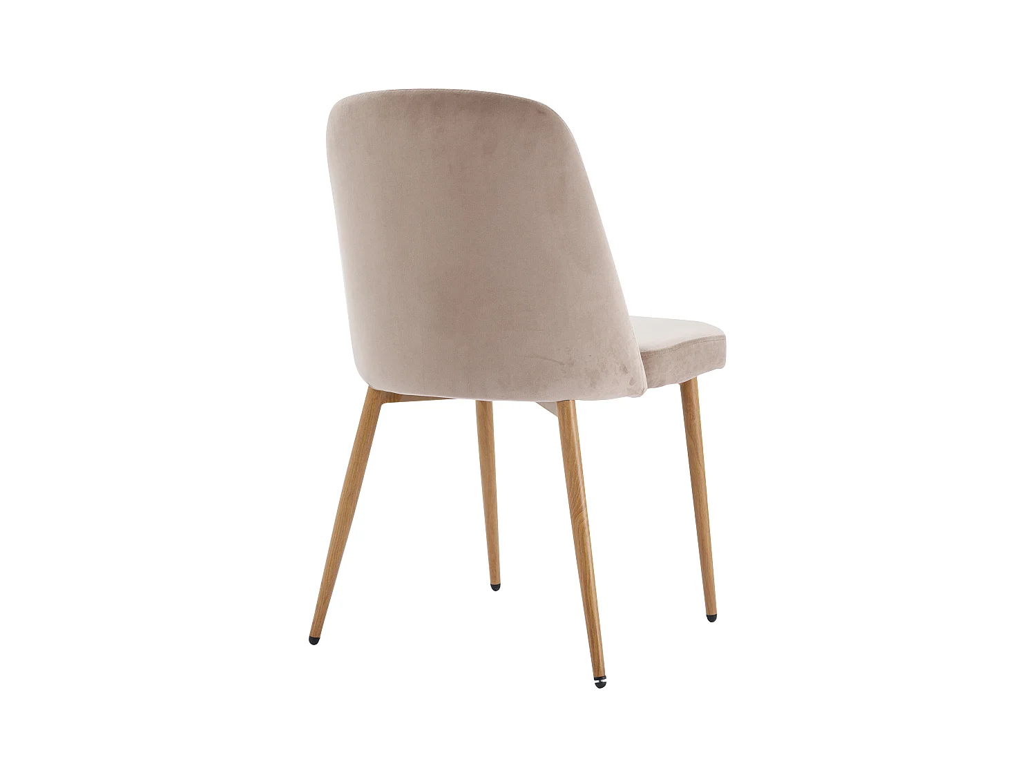 Lot de 2 chaises en velours et métal effet bois - Beige - MINAGRI