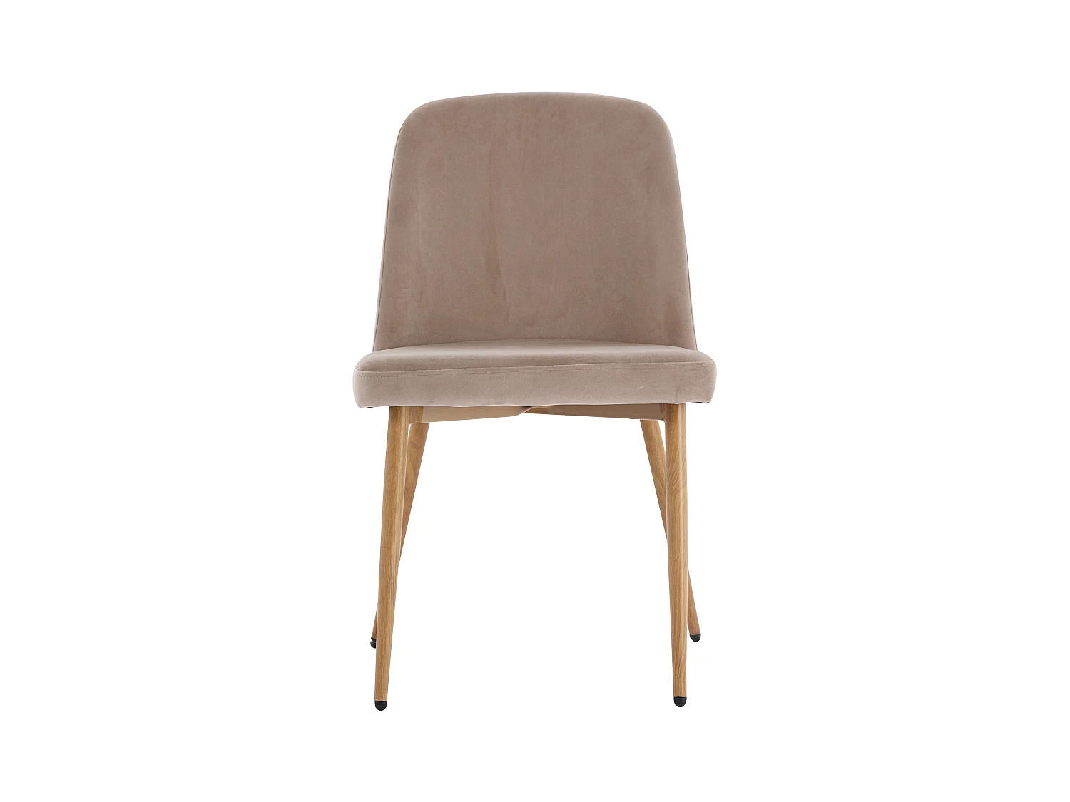 Lot de 2 chaises en velours et métal effet bois - Beige - MINAGRI