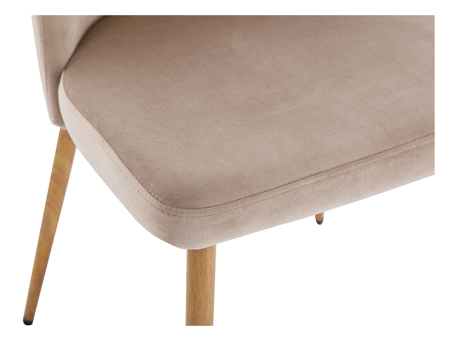 Lot de 2 chaises en velours et métal effet bois - Beige - MINAGRI