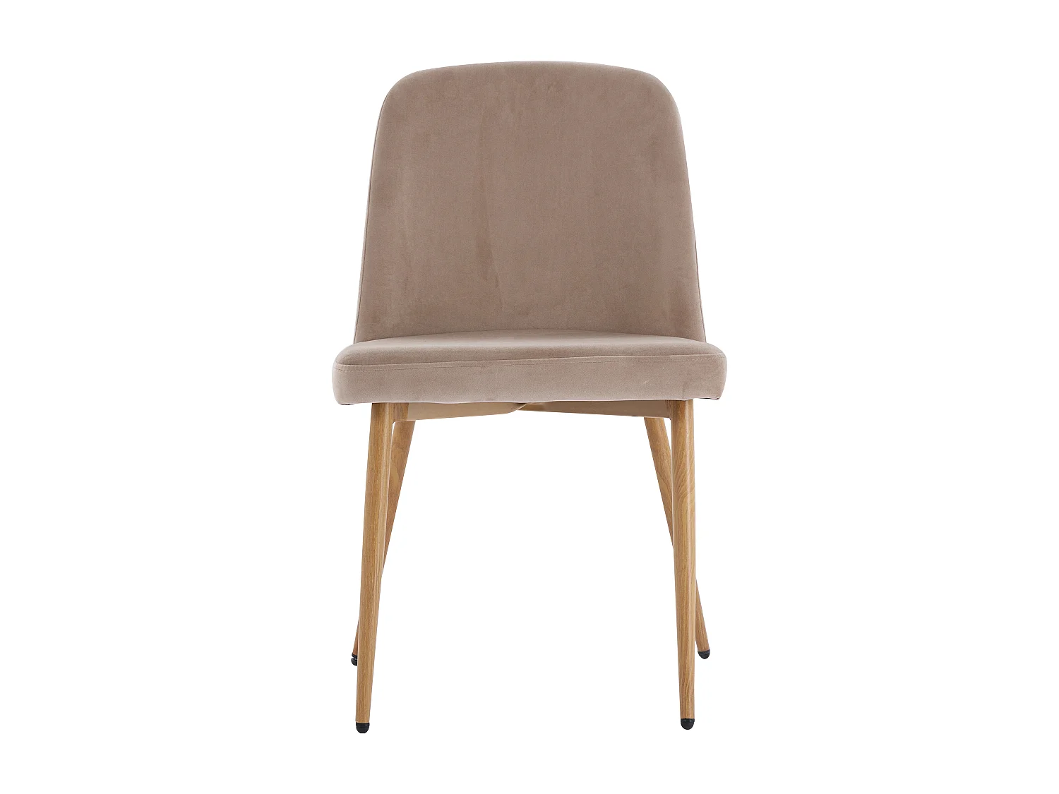 Set van 2 stoelen van velours en metaal met houteffect - Beige - MINAGRI