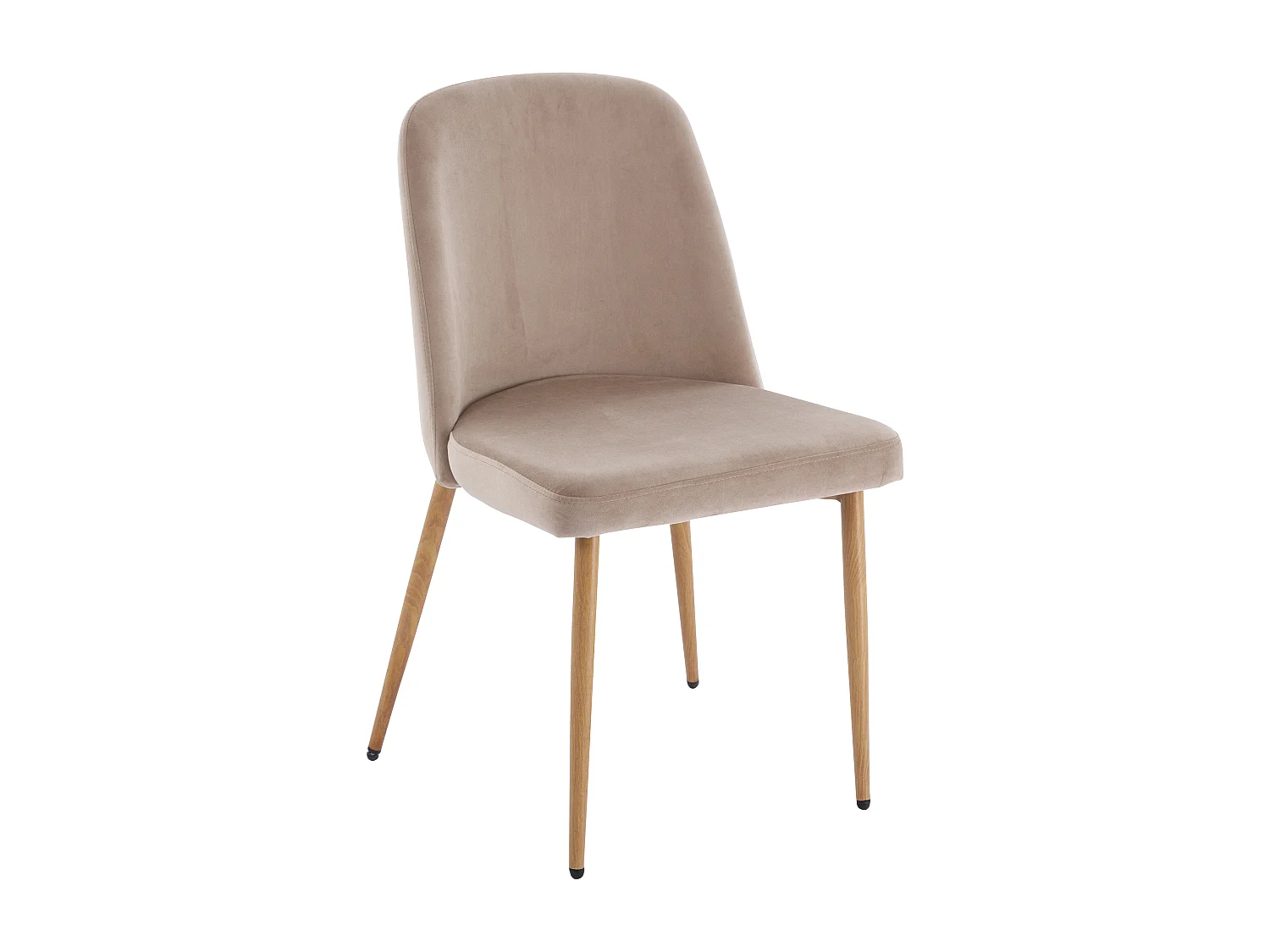Set van 2 stoelen van velours en metaal met houteffect - Beige - MINAGRI