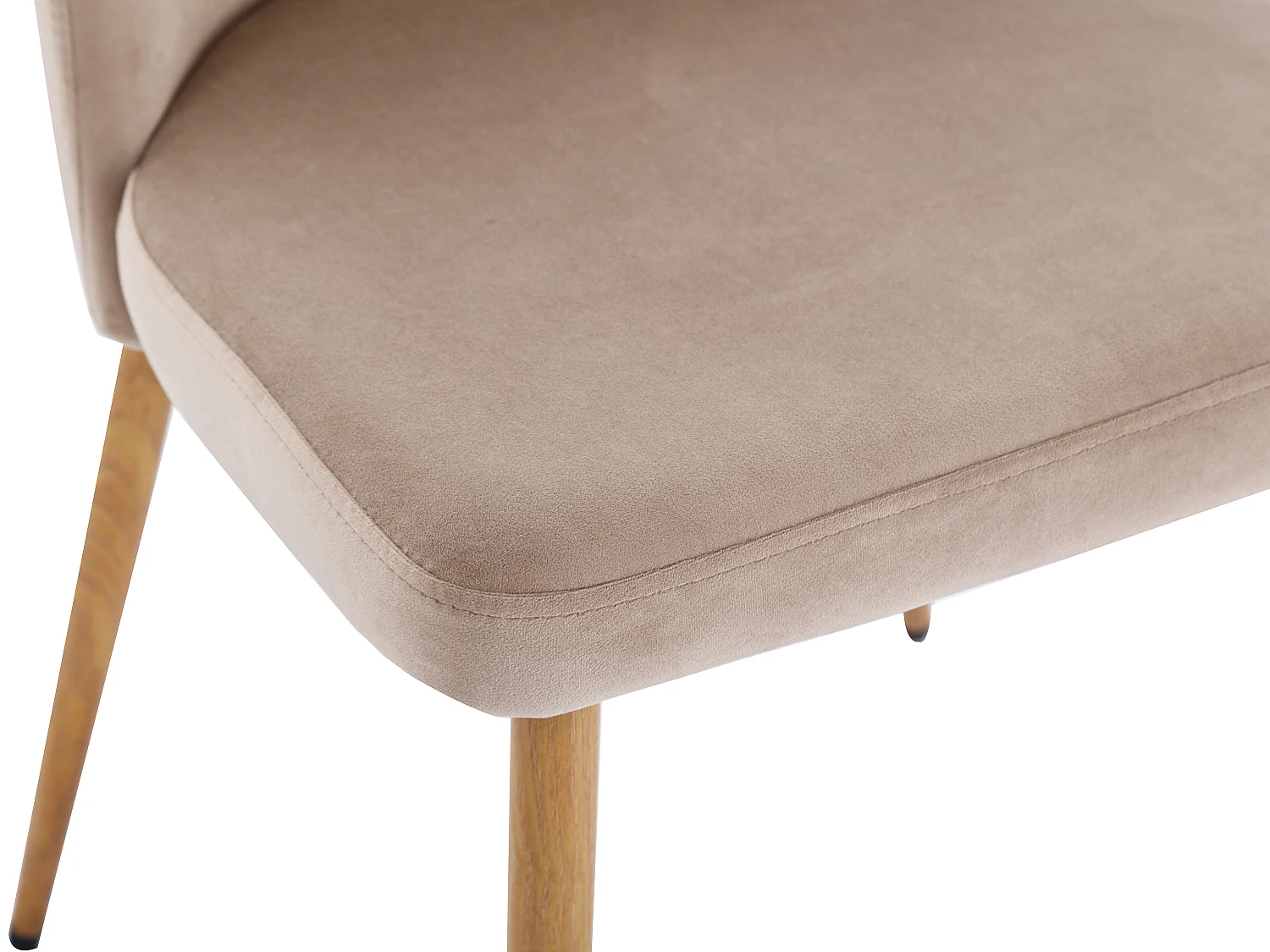 Set van 2 stoelen van velours en metaal met houteffect - Beige - MINAGRI