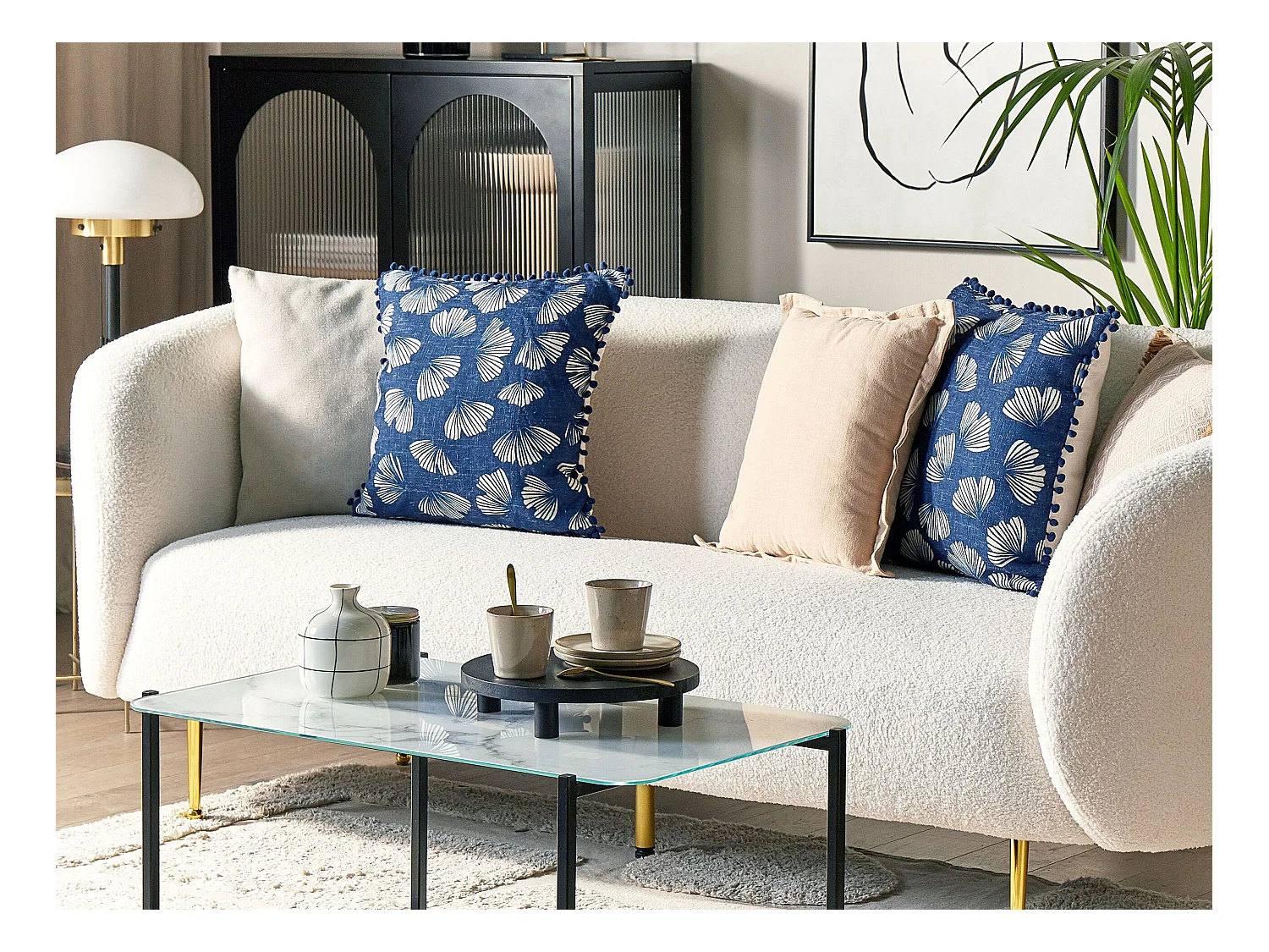 Zestaw 2 poduszek dekoracyjnych DANDELION 45 x 45 cm Ciemnoniebieski Wzór roślinny